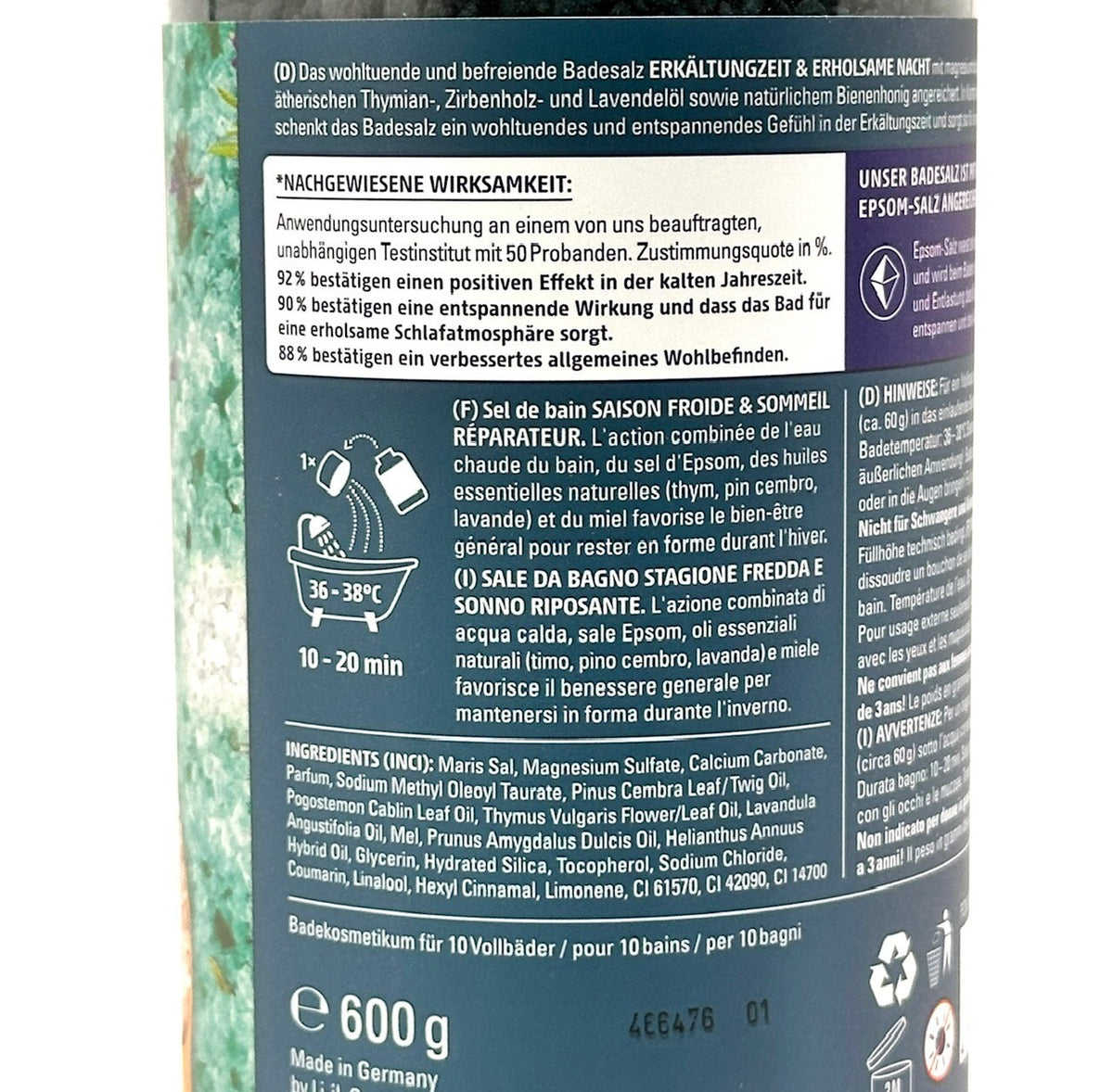 Dresdner Essenz Badesalz Erkältungszeit & Erholsame Nacht 600g