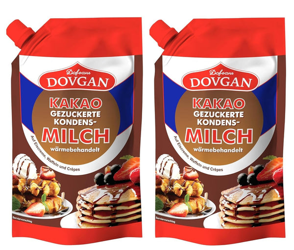 2er Pack DOVGAN gezuckerte Kondensmilch mit Kakao in Doypack, 2x 300g