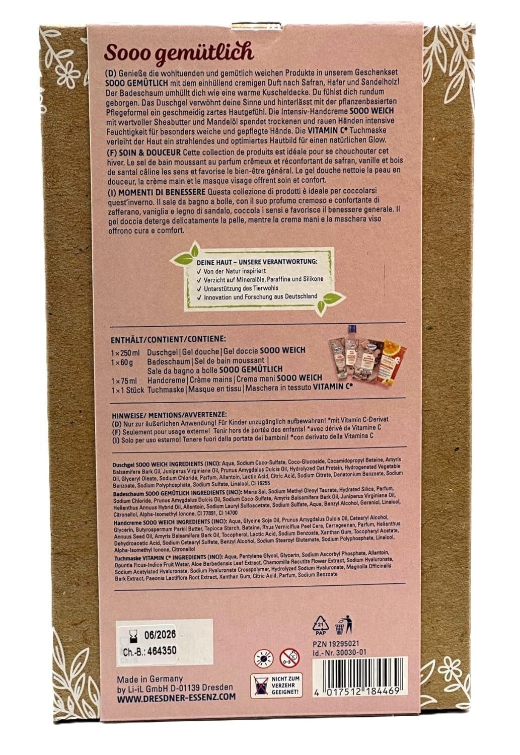 Dresdner Essenz Geschenkset 4tlg. Pflegeset Sooo gemütlich