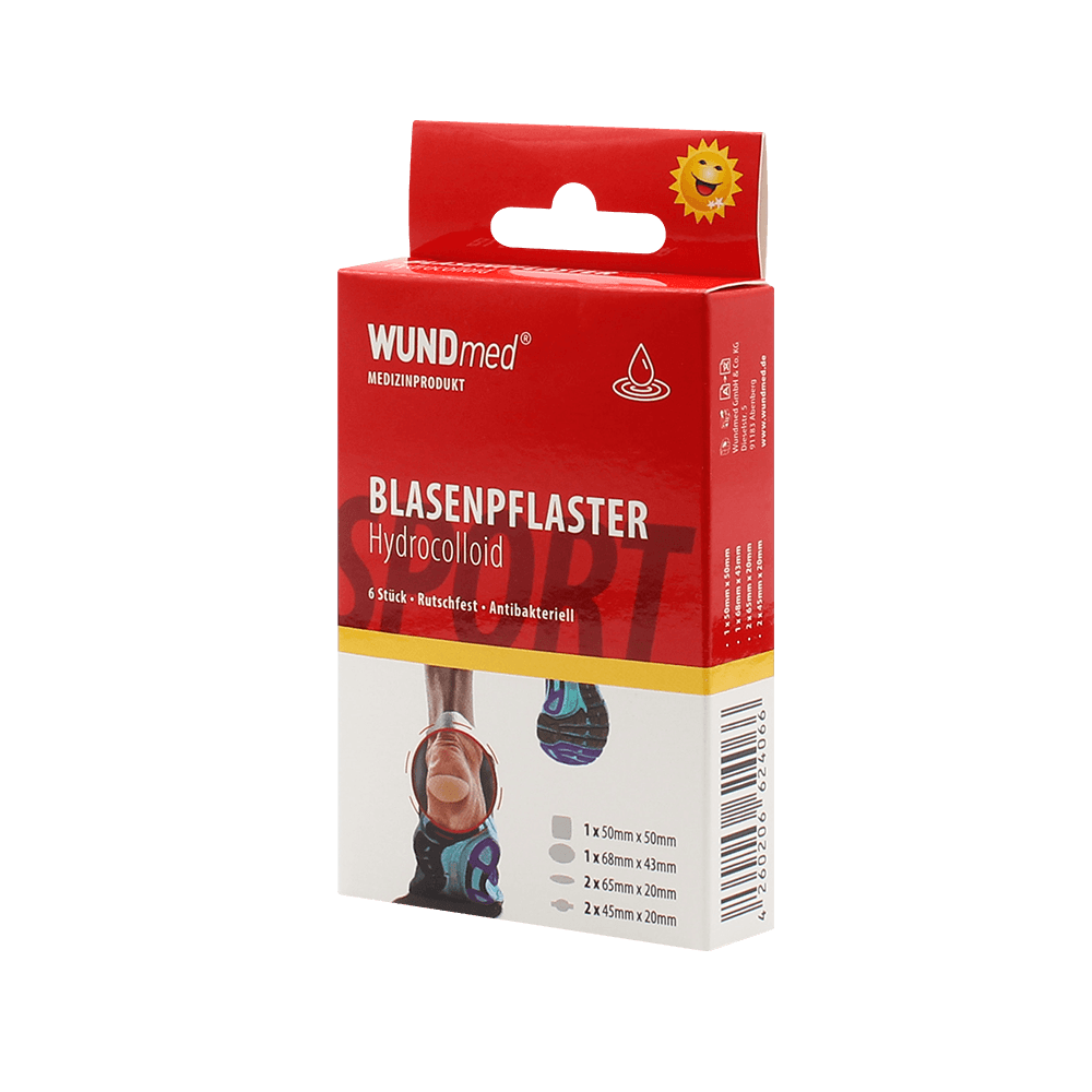 Wundmed  2x Blasenpflaster Sport Antibakteriell Rutschfest 2x (6 Stück 4 Größen)