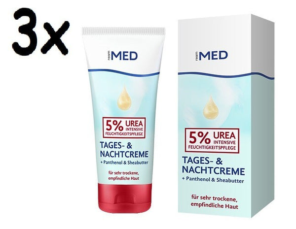 3x ReAm MED Tages Nacht Gesicht Creme UREA 5% Sheabutter, 3x 50ml