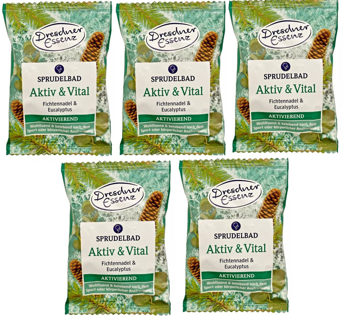 5er Pack Dresdner Essenz Sprudelbad Aktiv und Vital 5 x 70g