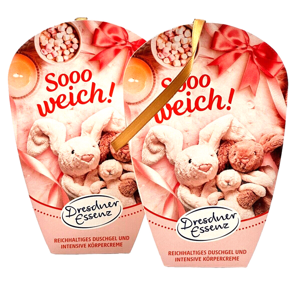 2 x Baumanhänger Geschenkset Sooo weich 1x20ml Duschgel, 1x20ml Bodylotion
