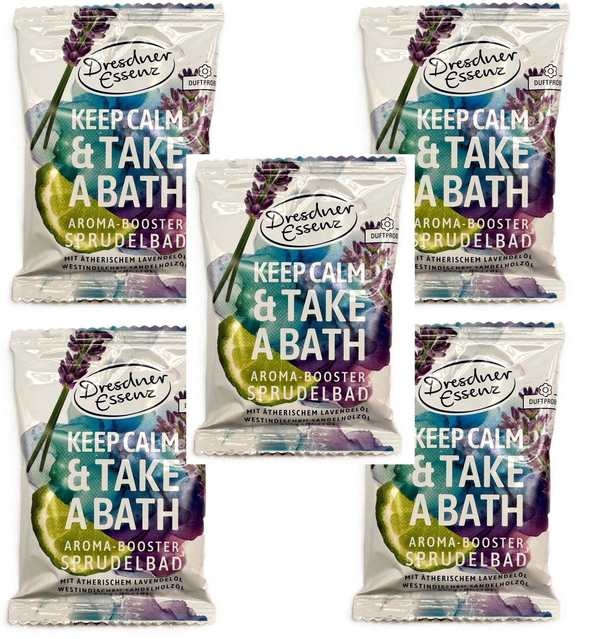 5er Pack Dresdner Essenz Sprudelbad Keep calm & Take a Bath 5 x 70g