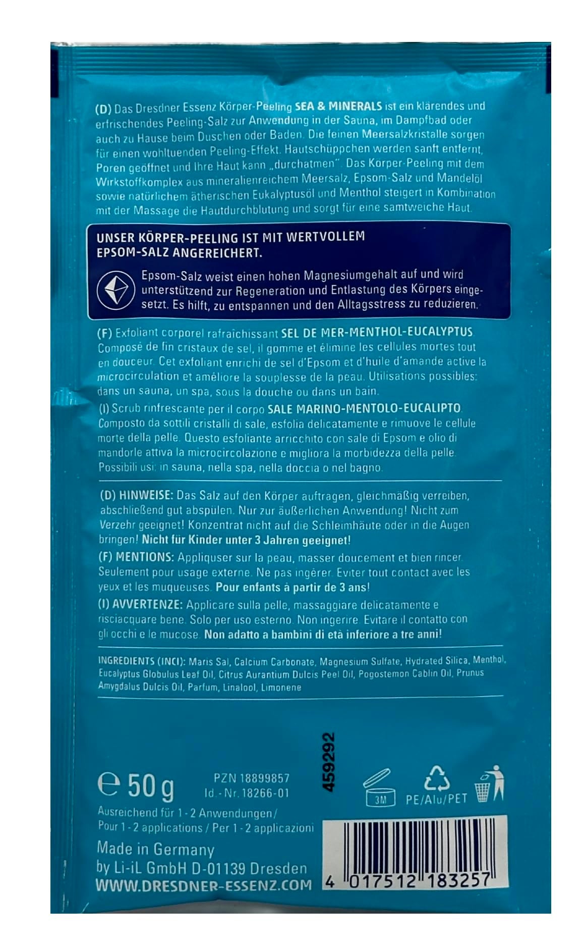 6er Pack Dresdner Essenz Körper-Peeling Sea & Minerals 6 x 50g