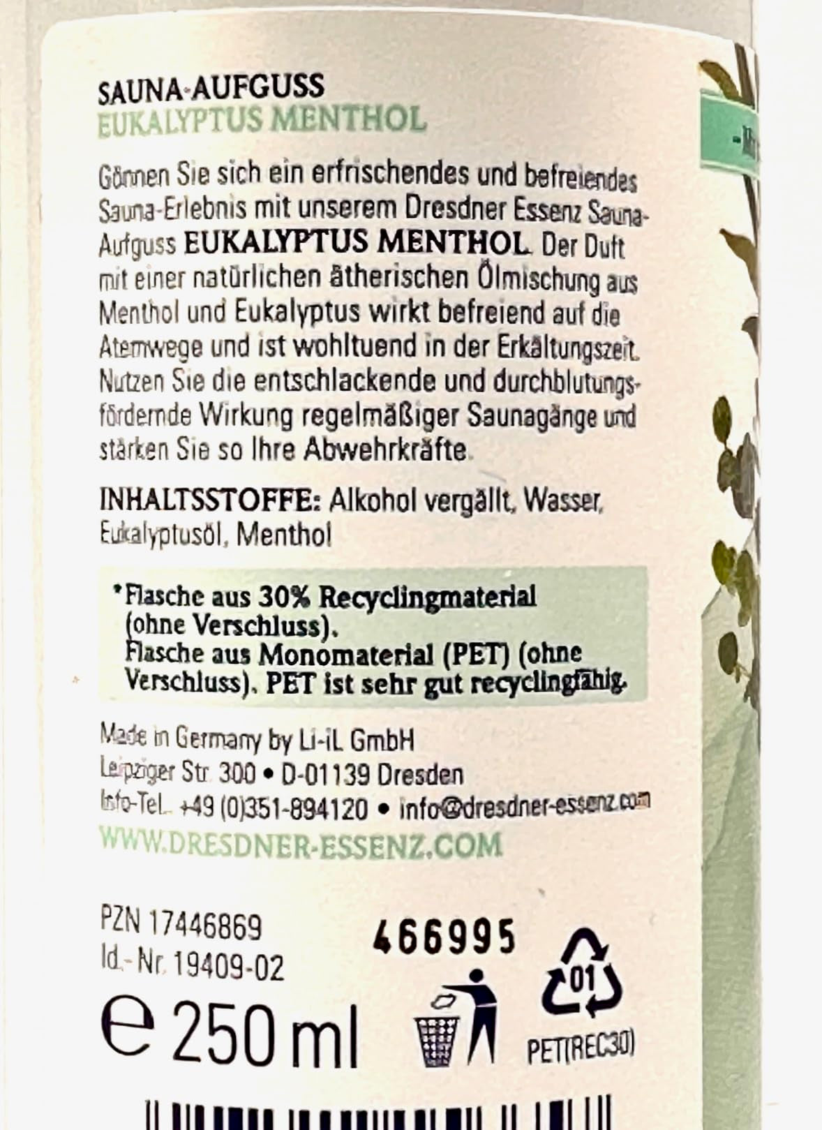2er Pack Dresdner Essenz Sauna-Aufguss Eukalyptus Menthol 2 x 250ml