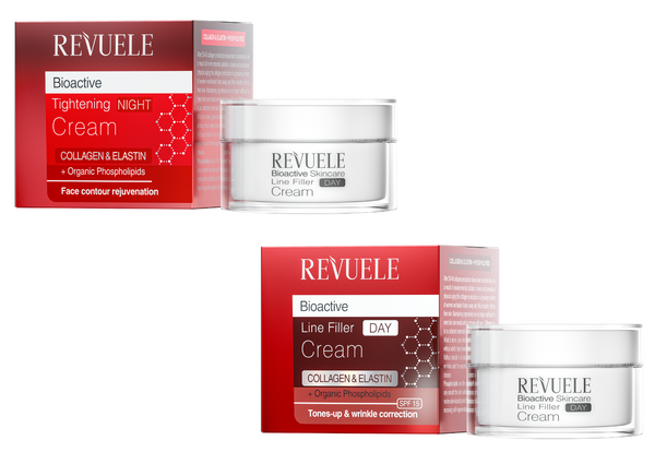 2tlg. Set REVUELE BIOACTIVE COLLAGEN  ELASTI Tages & Nacht Creme