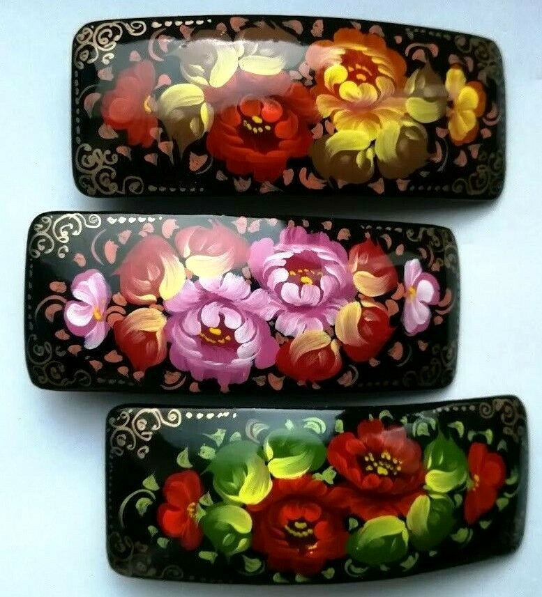 Ein  Haarnadel russische Lackmalerei Handbemalt ca. 10x3,8 cm