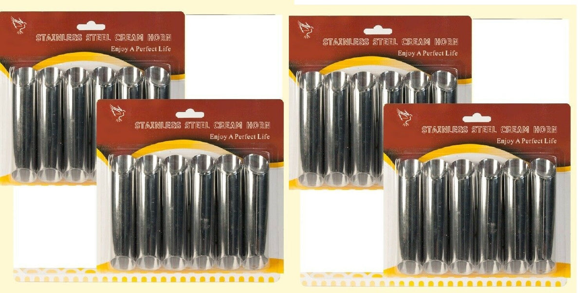 4 x 6er-Set Backform Cremmrollen Rollen Hörnchen  Trubotschki L 12,5 D 2,5 cm