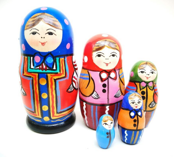 Matroschka 5tlg. Matreschka Babuschka  handgemalt Russland  neu, 10,5 cm