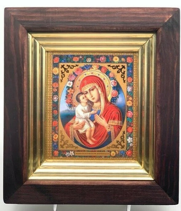 Ikone Gottesmutter Zhirowizkaja Жировицкая, 17 x 19 x 2,5cm