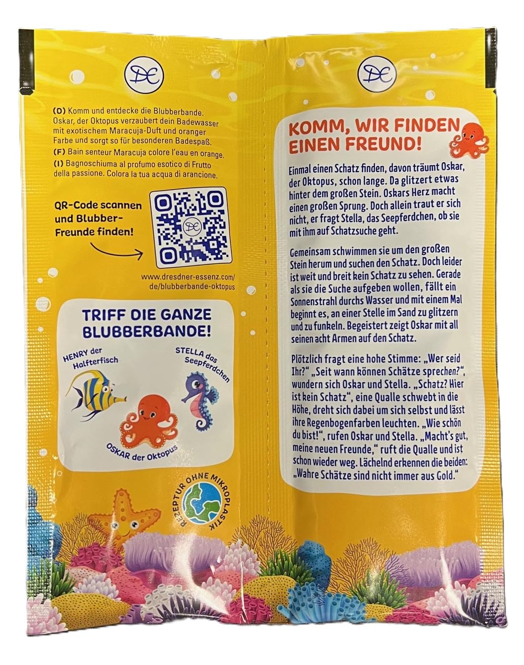 4er Pack Dresdner Essenz Blubberschaum-Pflegebad OSKAR Oktopus (2x30g) 4 x 60g