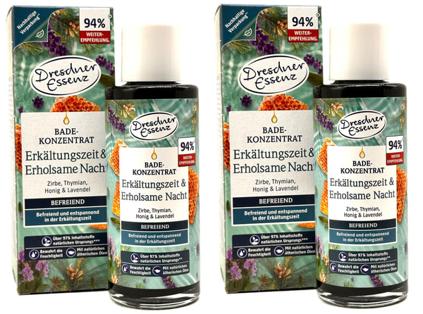 2er Pack Dresdner Essenz Badekonzentrat Erkältungszeit & Erholsame Nacht, 2 x 125ml