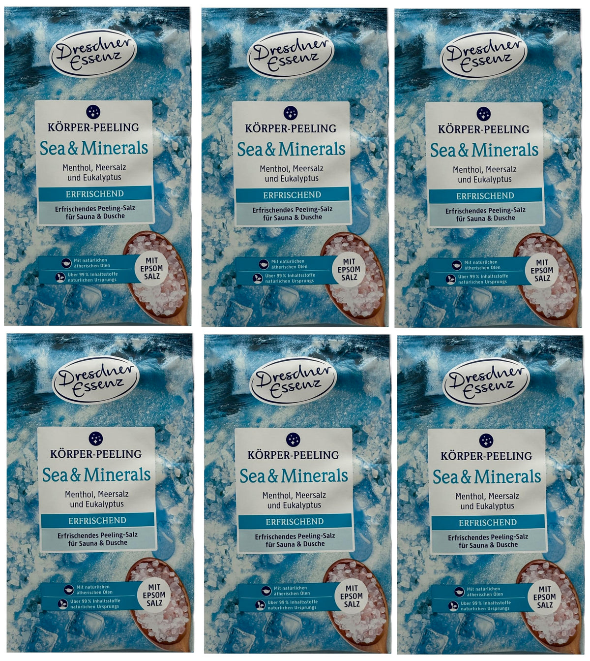 6er Pack Dresdner Essenz Körper-Peeling Sea & Minerals 6 x 50g
