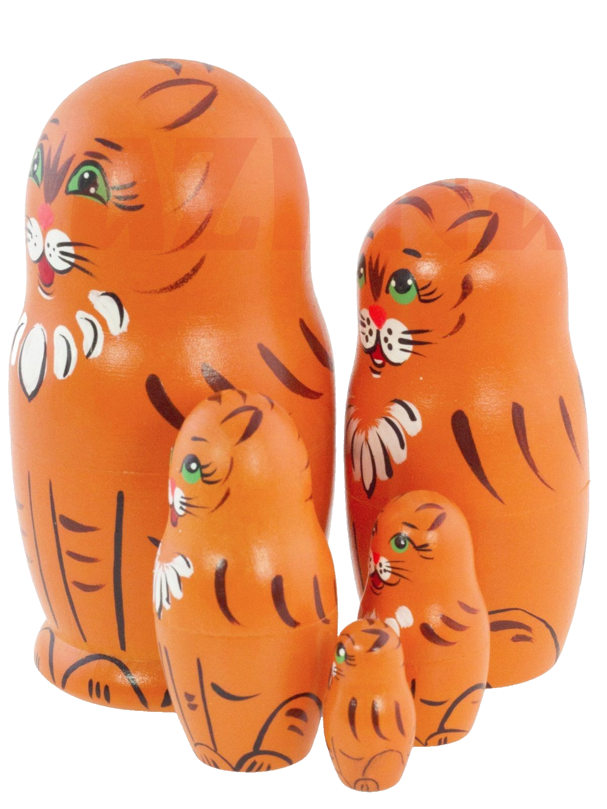 Matroschka 5tlg. roter Kater  Katzenfamilie handgemalt neu 10 cm
