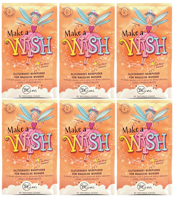 6er Pack Dresdner Essenz Glitzerndes Badepuder Make a Wish 6 x 60g