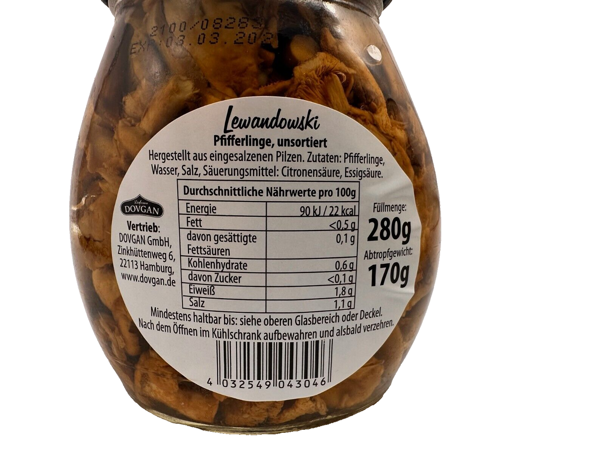 2 Dose Lewandowski Pfifferlinge 280g + Steinpilze 280g  Abtropfgewicht 170g+170g