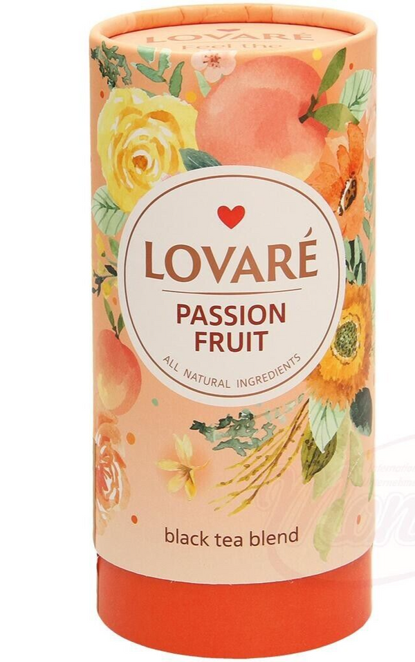 Lovare PASSION FRUIT Schwarzer Tee Früchten Blütenblättern  Pfirsich  lose 80g