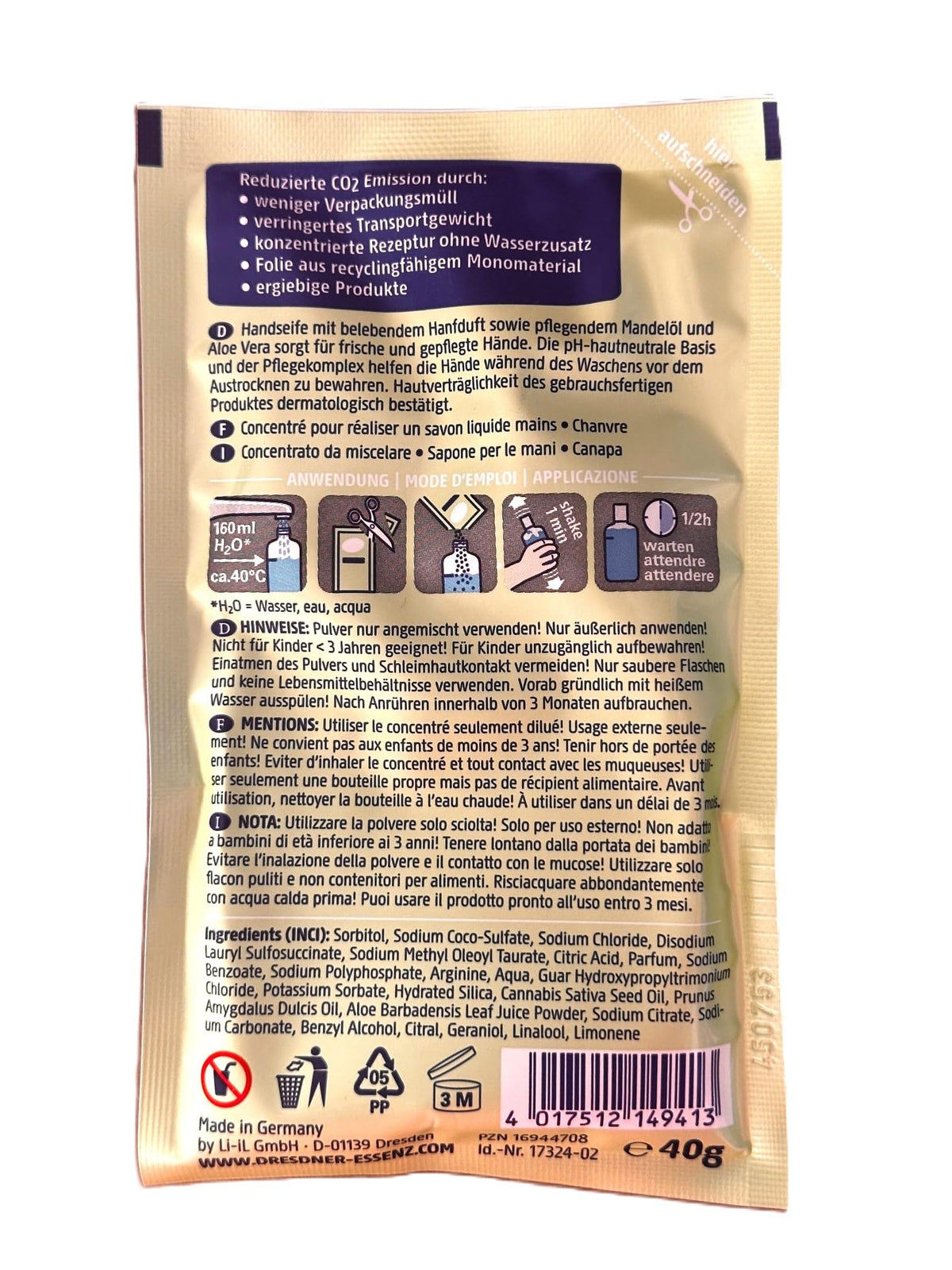 6er Pack Dresdner Essenz Handseife Konzentrat FRESH & CARE, 6x 40g